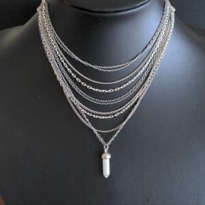 Vintage silver tone multi-strand Gypsy style necklace